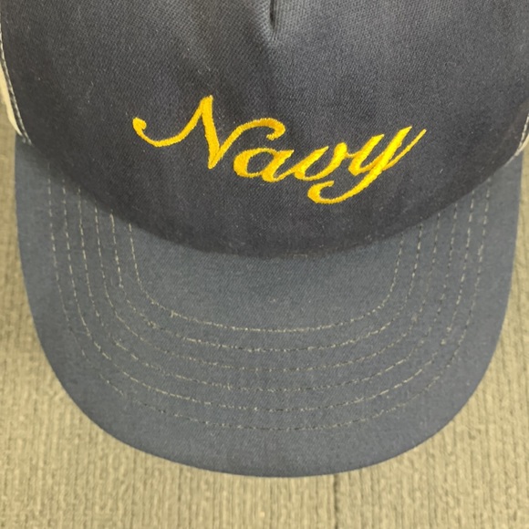 Vintage Navy Snapback Hat Mens Adjustable Navy Blue White Barker Specialty USA - Picture 4 of 15